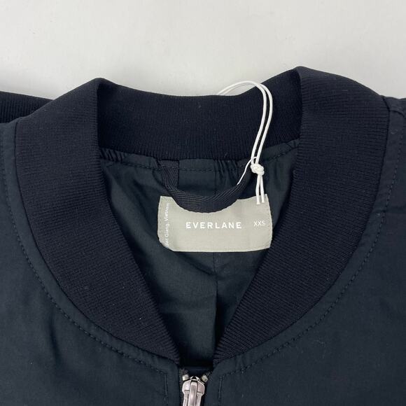 Everlane Womens Cotton Bomber Jacket XXS Black Oversized Zip Front NWT - Picture 8 of 9